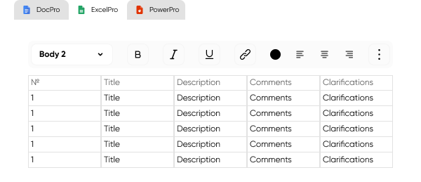 Spreadsheets Feature